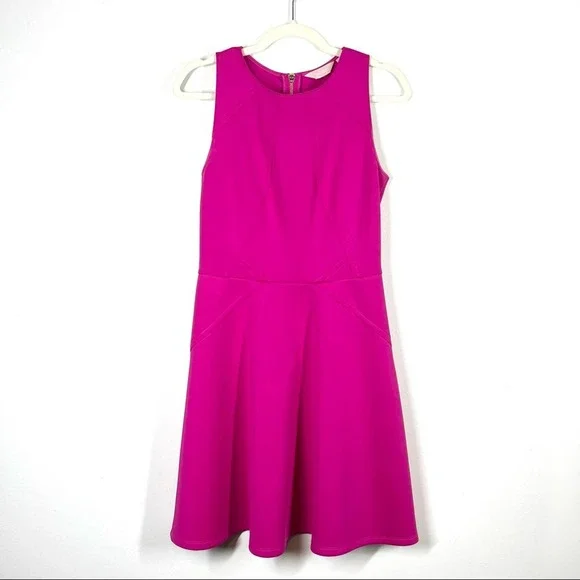 Ted Baker London | Dresses | Ted Baker London Skater Dress Exposed Zipper Hot  Pink Tank Scuba Neoprene 2 | Poshmark